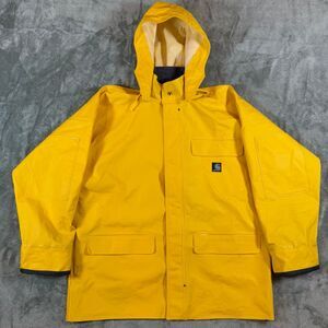 Retro Y2K 2009 Carhartt Surrey PVC C64YLW Waterproof Rain Coat Jacket M